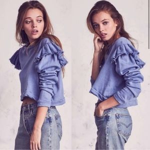 Love Shack Fancy Corinne Ruffle Sleeve Sweatshirt